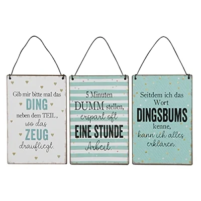 Abbildung von levandeo 3er Set Blechschilder H15cm Lustige Sprüche Bunt Wandbild Wanddeko Deko Schilder Geschenk