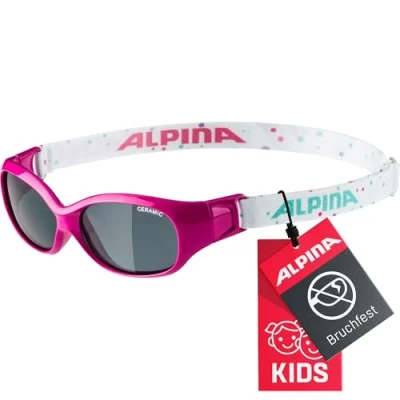 Abbildung von ALPINA FLEXXY KIDS Flexible und Bruchsichere Sonnenbrille Mit 100% UV Schutz Für Kinder, pink dots, One Size