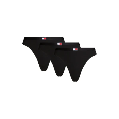 Abbildung von Tommy Hilfiger Heritage FLAG Thong 3 PACK String, Damen, Größe: 38 40, Black