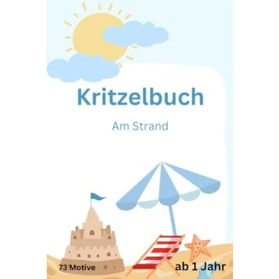 Abbildung von Kritzelbuch Malbuch Am Strand einfache Motive personalisierbar ideales Geschenk