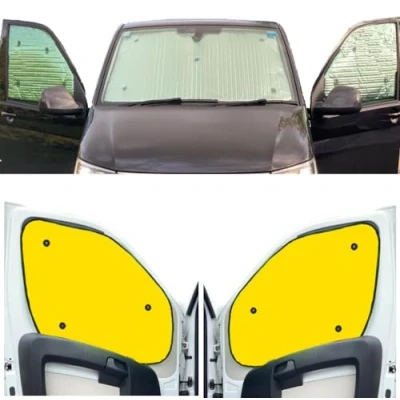 Abbildung von Fensterrollo Set Kombatibel Mit Iveco Daily (2000 2014)(Frontset) Rückseite einfärben Gelb, Reversibel und Thermisch
