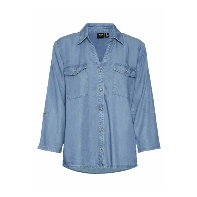 Abbildung von Vero Moda Hemdbluse, Damen, Größe: Medium, Medium blue denim