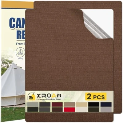 Abbildung von Flicken Selbstklebend Stoff, 21 x 30 cm Wasserdichtes Stoffklebeband, Selbstklebende Canvas für Outdoor Möbel, Bootabdeckungen, Sofas, Zelte, Lounge Stühle, Sonnenschutz, Dunkelbraun