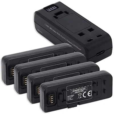 Abbildung von 4X Akku Basis + Dual Ladegerät (USB) kompatibel mit Insta 360 One R, RS Action Cam [1200mAh 3.85V Li Ion 100% kompatibel]