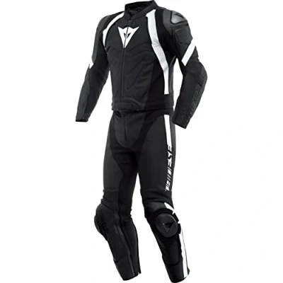 Abbildung von Dainese Avro 4 2 Teiler Motorrad Lederkombi (Black/White,56)
