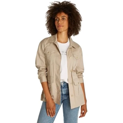 Abbildung von Tommy Hilfiger Utility Jacket Übergangsjacke, Damen, Größe: XXL, Sandalwood