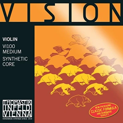 Abbildung von Thomastik Einzelsaite für 4/4 Violine Vision D Saite Kunststoffkern, Rein Silber umsponnen, mittel