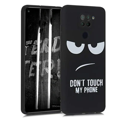 Abbildung von kwmobile Hülle kompatibel mit Xiaomi Redmi Note 9 Handyhülle Silikon Case Don&#039;t Touch My Phone Weiß Schwarz