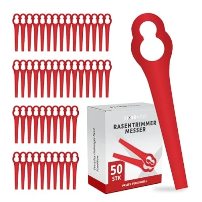 Abbildung von FixedNow 50 x Ersatzmesser Kompatibel mit Einhell Rasentrimmer Kunststoffmesser Ersatzteile Passend für GE GC BG RG Modelle und mehr