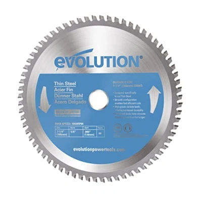 Abbildung von Evolution T185TCT 68CS 185 mm Sägeblatt zum Schneiden von Dünnstahl Metall mit 68 Zähnen und Hartmetallbestückung erzeugt praktisch keine Hitze, Grate oder Funken