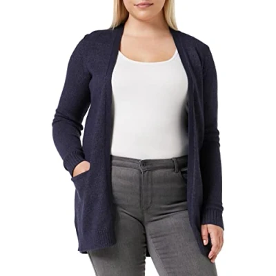 Abbildung von Vila Clothes Damen VIRIL L/S Open Knit Cardigan NOOS Strickjacke, Total Eclipse (Melange), X Large (Herstellergröße: XL)