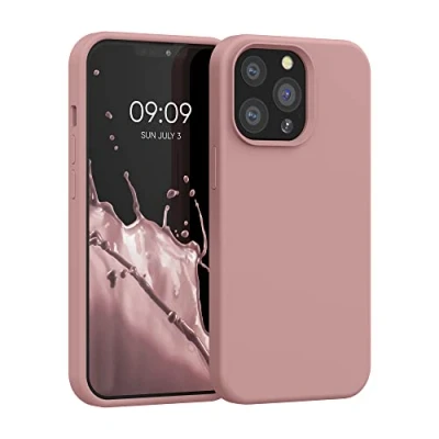 Abbildung von kwmobile Hülle kompatibel mit Apple iPhone 13 Pro Silikon Handy Case Handyhülle weiche Oberfläche kabelloses Laden Winter Rose