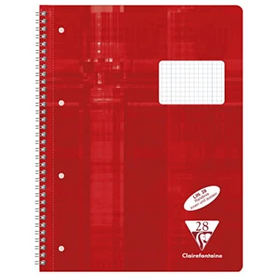 Abbildung von Clairefontaine 68252C Packung mit 5 Collegeblöcken / Schulheft mikroperforiert Ringbuchlochung, DIN A4+ 80 Blatt 90g, Lineatur 28 durchgehend kariert Doppelrand, Rot, 1 Pack