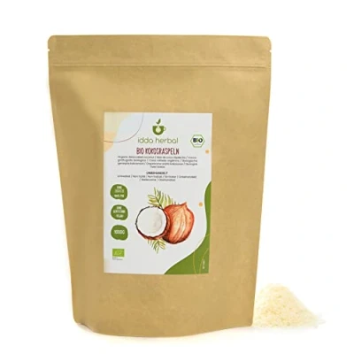 Abbildung von BIO Kokosraspeln (1kg), Ungesüßte und ungeröstete Getrocknete Kokos, Kokosflocken aus biologischem Anbau, 100% Natürlich rein, Vegan