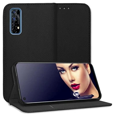 Abbildung von mtb more energy® Schutz Tasche Smart Magnet kompatibel mit Realme 7 (6.5&#039;&#039;) schwarz Bookstyle Klapp Cover Hülle Wallet Case