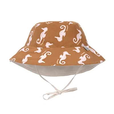 Abbildung von LÄSSIG Baby Kinder Sonnenhut Strandhut Sommerhut Sonnenschutz Kinderhut Babymütze wendbar atmungsaktiv UV Schutz 80/Sun Protection Bucket Hat Seahorse caramel, 07 18 Monate, Größe: 46/49