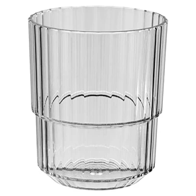 Abbildung von APS Trinkbecher LINEA Hochwertiges Tritan Kunststoff Trinkglas mit 0,3 Liter, BPA frei, stapelbar, bruchfestes Mehrweg Glas, wiederverwendbar und spülmaschinenfest, 300 ml, french grey