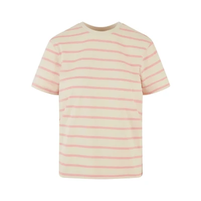 Abbildung von Urban Classics Striped Tshirt print, Damen, Größe: XS, Lemonadepink whitesand