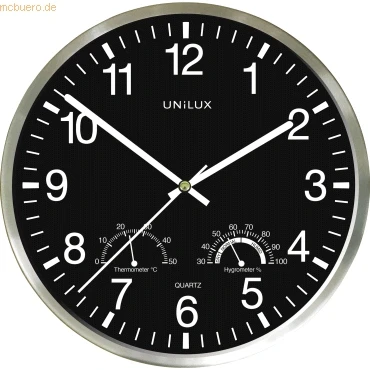 Abbildung von Unilux WETTY, Wand, Quartz clock, Rund, Grau, Edelstahl, Glas