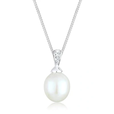 Abbildung von Elli DIAMONDS Halskette Damen mit Süßwasserperlen und Diamant (0.04 ct.) in 925 Sterling Silber