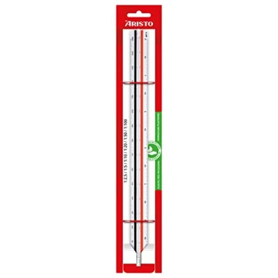 Abbildung von Aristo AR23701EB College Dreikant Maßstab (Reduktion 1:2,5 :5 :10 :20 :50 :100, Kunststoff, 30 cm lang) für Ingenieure und Maschinenbau (F)