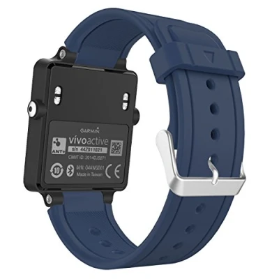 Abbildung von MoKo Sport Armband für Garmin Vivoactive/Vivoactive Acetate Silikon Ersatz Uhrenarmband Wechselarmband Vivoactive / Sports GPS Smartwatch, Mitternachtsblau