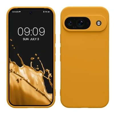 Abbildung von kwmobile Handyhülle kompatibel mit Google Pixel 9 Hülle Handy Case aus weichem Silikon in Mango