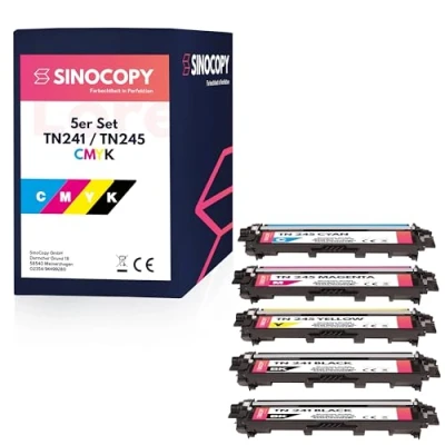 Abbildung von SinoCopy 5 XXL Toner für Brother TN 241 245 DCP 9020 CDW HL 3140 3150 3170 CW CDN MFC 9130 9140 9330 TN241 TN245