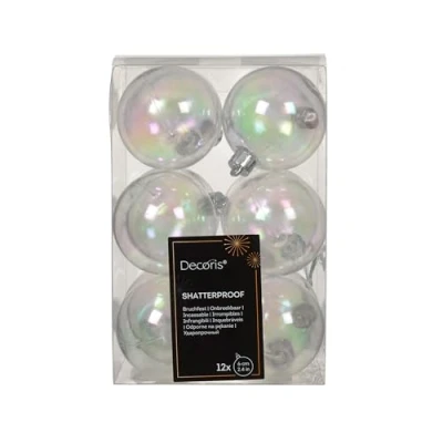 Abbildung von Weihnachtskugel Kunststoff d6 cm transparent/iris 12Stk Decoris