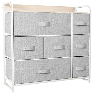 Abbildung von YITAHOME kommode mit Schubladen, Schrank 7 Schubladen aus Stoff, Aufbewahrungskommode Modernen Stil für Schlafzimmer, Wohnzimmer, Kinderzimmer, Flur, Hellgrau Aufbewahrungsschrank