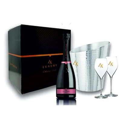 Abbildung von Sant&#039;Orsola Prosecco DOC Rosè LX Brut Millesimato Schaumwein Italien Wein + Aluminium Glacette 2 Kelche (1 x 0.75 l)