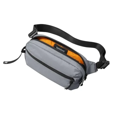 Abbildung von tomtoc 1,5 Liter Sling Bag mit RFID Schutz, Anti Diebstahl Bauchtasche Umhängetasche Schultertasche Crossbody für Herren Damen, Wasserabweisend Leicht Brusttasche Alltag Reise, Grau