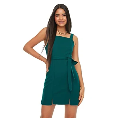 Abbildung von TRENDYOL Damen Bodycon Midi Dress Kleid, Smaragdgrün, 38 EU