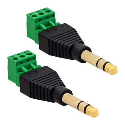 Abbildung von E.T 2X Klinkenstecker 6,35mm Adapter Terminalblock 3 Pin stereo Schraub Klemme 2 Teilig