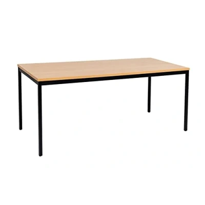 Abbildung von furni24 Schreibtisch Stahl 200x80x75cm, Buche, TÜV/GS Einfache Montage, Arbeitstisch, Bürotisch, Küchentisch, Esstisch, Druckertisch Büro Möbel Arbeitszimmer Computertisch Gaming Tisch Mehrzwecktisch