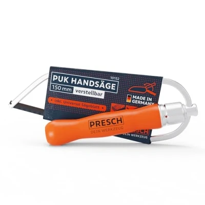 Abbildung von Presch Taschensäge klappbar PUK 150mm inkl. Universalsägeblatt Original Klapp Bügelsäge mit verstellbarem Griff Kleine Säge für Metall, Buntmetall, Kunststoff, Aluminium, alle Hölzer