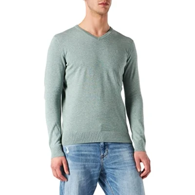 Abbildung von TOM Tailor Vneck Strickpullover, Herren, Größe: 3XL, Dark smoke green melange