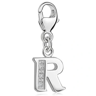 Abbildung von Materia Charm Buchstabe Silber Anhänger &quot; R Alphabet Zirkonia C68, 925 Sterling Silber, rhodiniert