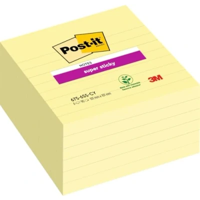 Abbildung von Post it 675 6SCY Haftnotiz Super Sticky Notes, 101 x mm, liniert, 6 Blöcke a 90 Blatt, gelb