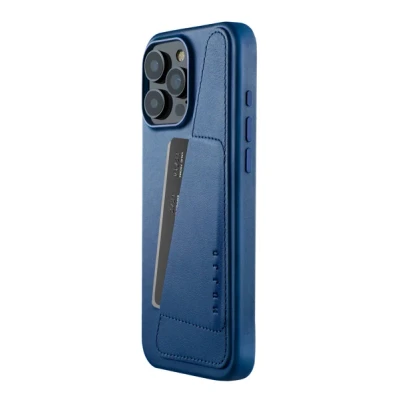 Abbildung von Mujjo Leather Wallet Case iPhone 16 Pro Max Blau