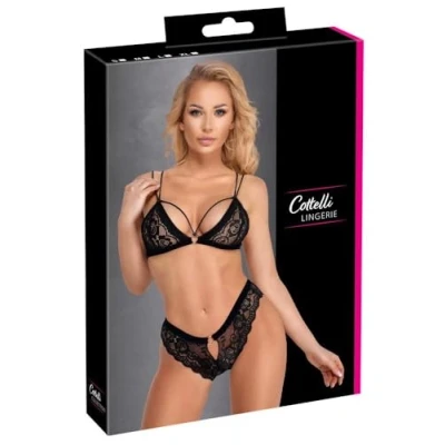 Abbildung von BH plus Slip aus weicher Stretch Spitze mit Samt