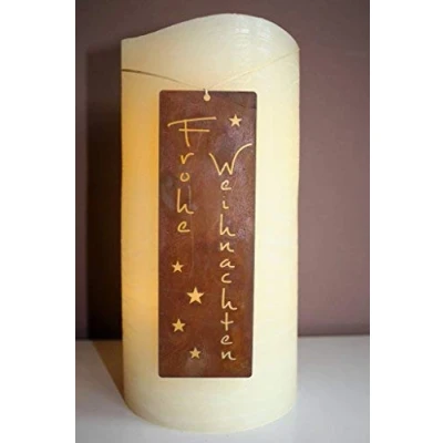 Abbildung von Rostikal Geschenkanhänger Weihnachten 4,5 x 13,5 cm Rost Metall Frohe Schriftzug Edelrost Vintage Deko