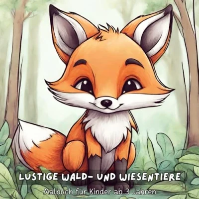 Abbildung von Lustige Wald und Wiesen Tiere Malbuch für Kinder ab 3 Jahren: 54 Seiten mit 27 niedlichen Motiven zum ausmalen, anmalen, bemalen