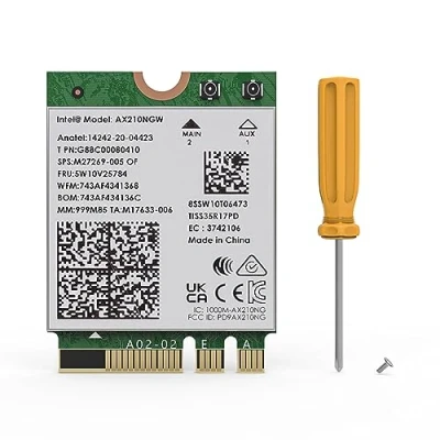 Abbildung von WAVLINK WiFi 6E Wireless Karte, Intel AX210 5400Mbit/s WLAN Netzwerkkarte Adapter, Tri Band Karte mit Bluetooth 5.3 für Laptop, Ultra Low Latency, Support Windows 10/11 (64bit) M.2/NGFF