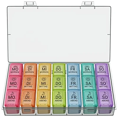 Abbildung von Wellgro Pillendose Tablettenbox für 7 Tage, je 3 Fächer pro Tag,