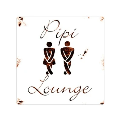 Abbildung von Interluxe 20x20cm Shabby METALLSCHILD Blechschild Dekoschild PIPI Lounge Toilette WC Gäste