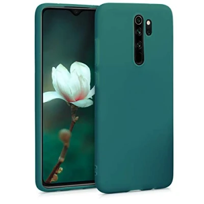 Abbildung von kwmobile Hülle kompatibel mit Xiaomi Redmi Note 8 Pro weiches TPU Silikon Case Cover geeignet für kabelloses Laden Petrol matt