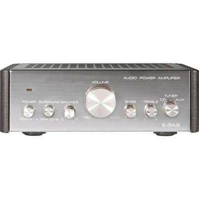 Abbildung von Renkforce E SA9 Stereo Verstärker 2x12 W + 2x5 Silber (metallic), Dunkelbraun, 350134