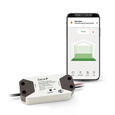 Abbildung von Garza Smart Intelligente Garagentorsteuerung, Wifi 2.4 Ghz, programmierbar, App und Alexa/Google Sprachsteuerung, weiß