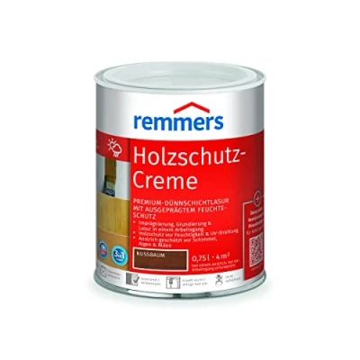 Abbildung von Remmers Holzschutz Creme 3in1 nussbaum, 0,75 Liter, tropffreie Holzlasur für aussen, 3in1: Imprägnierung, Grundierung &amp; Lasur in EINEM Arbeitsgang